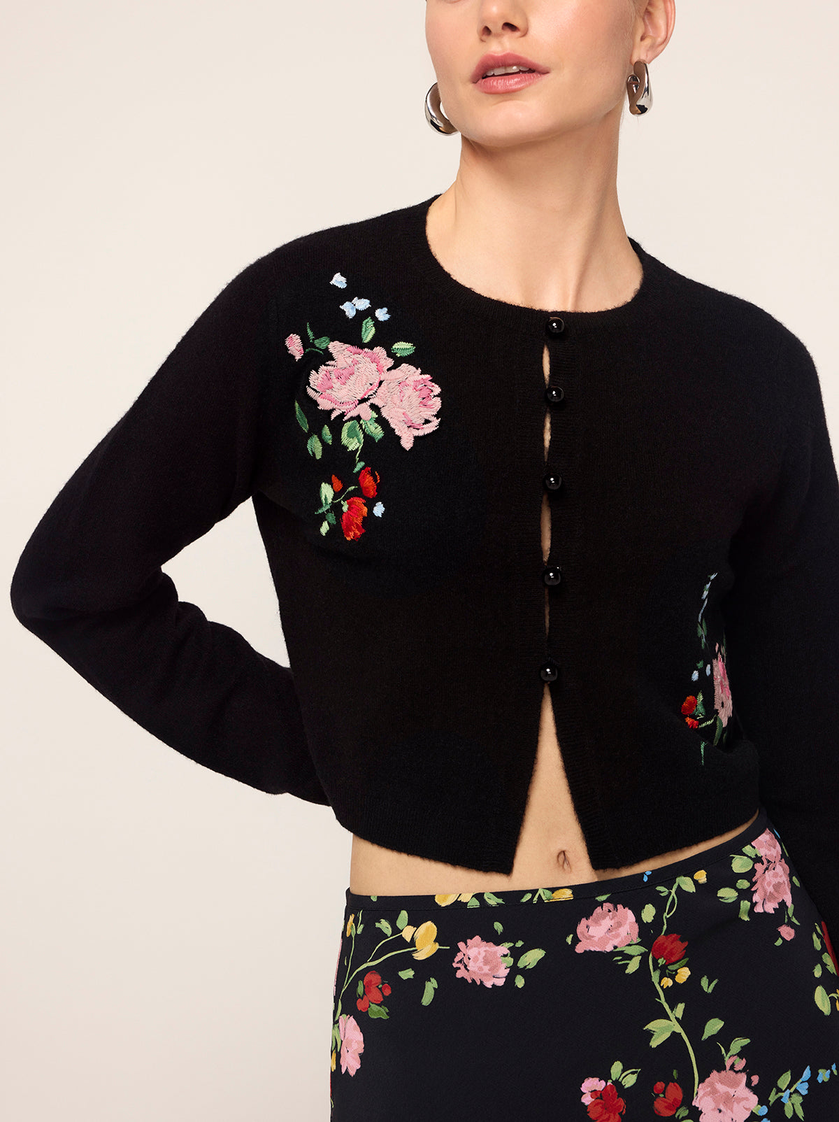 Carmel Black Embroidered Knit Cardigan By KITRI Studio