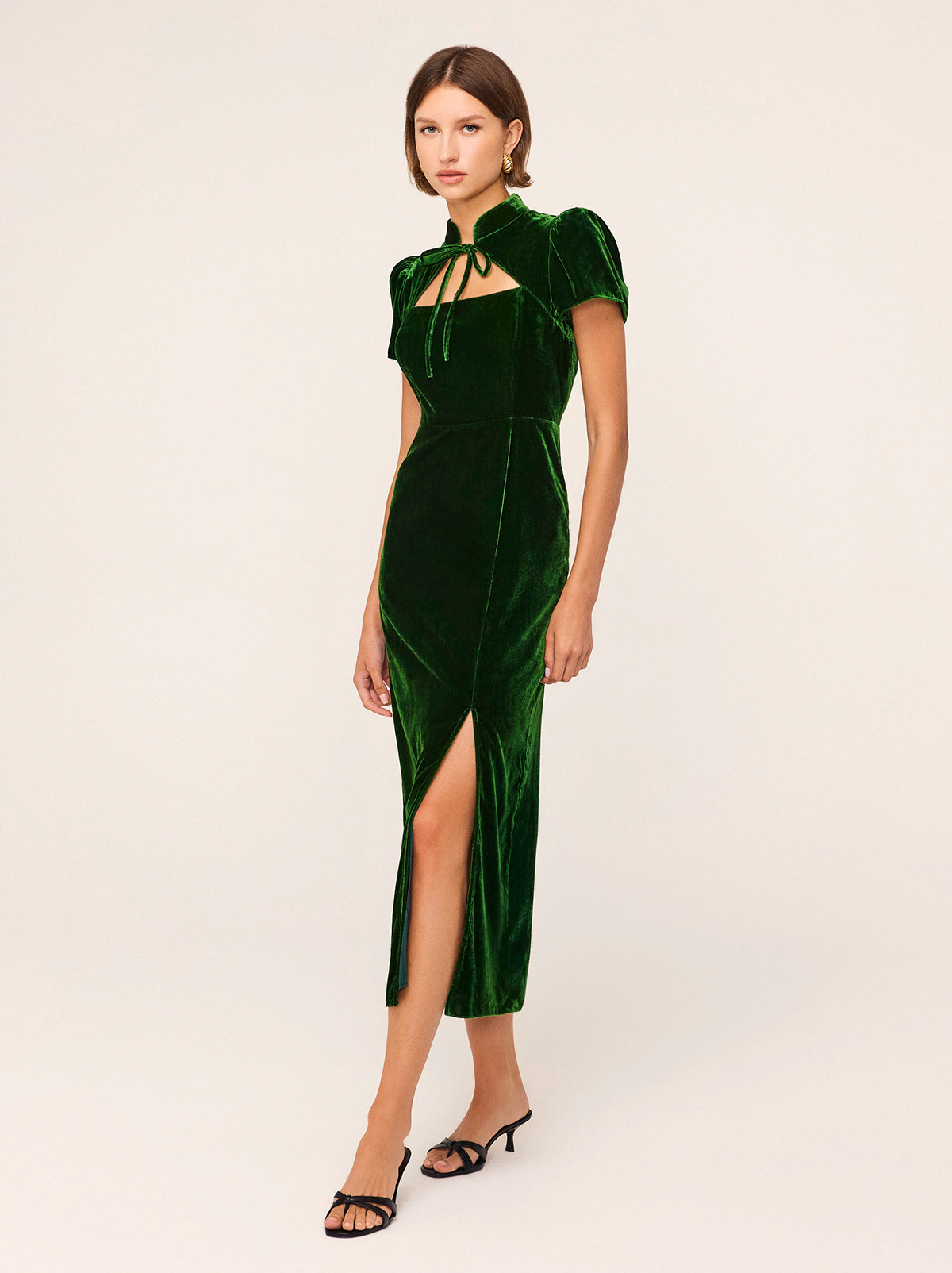 Carmella Green Velvet Midi Dress By KITRI Studio