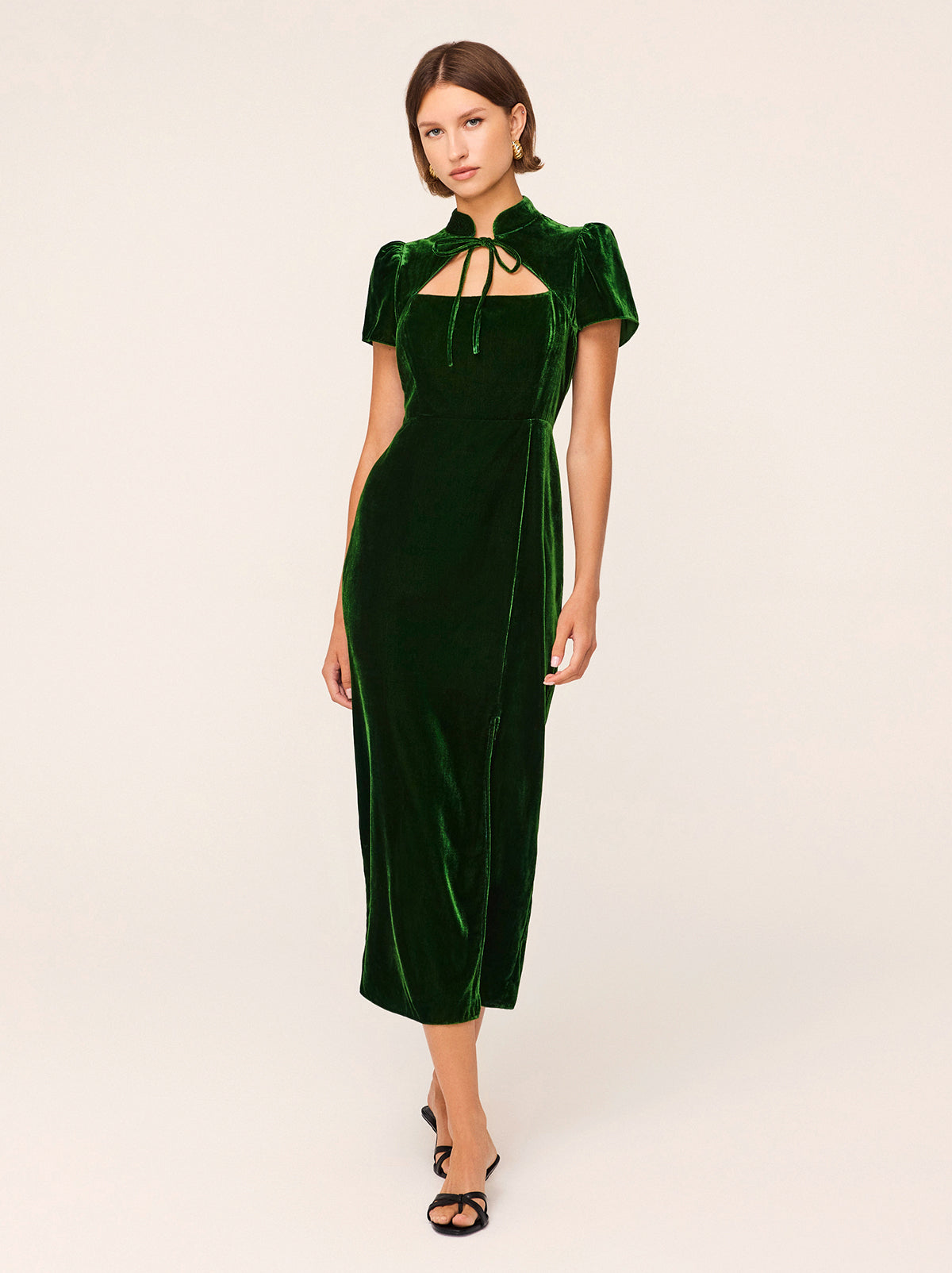 Carmella Green Velvet Midi Dress | KITRI Studio