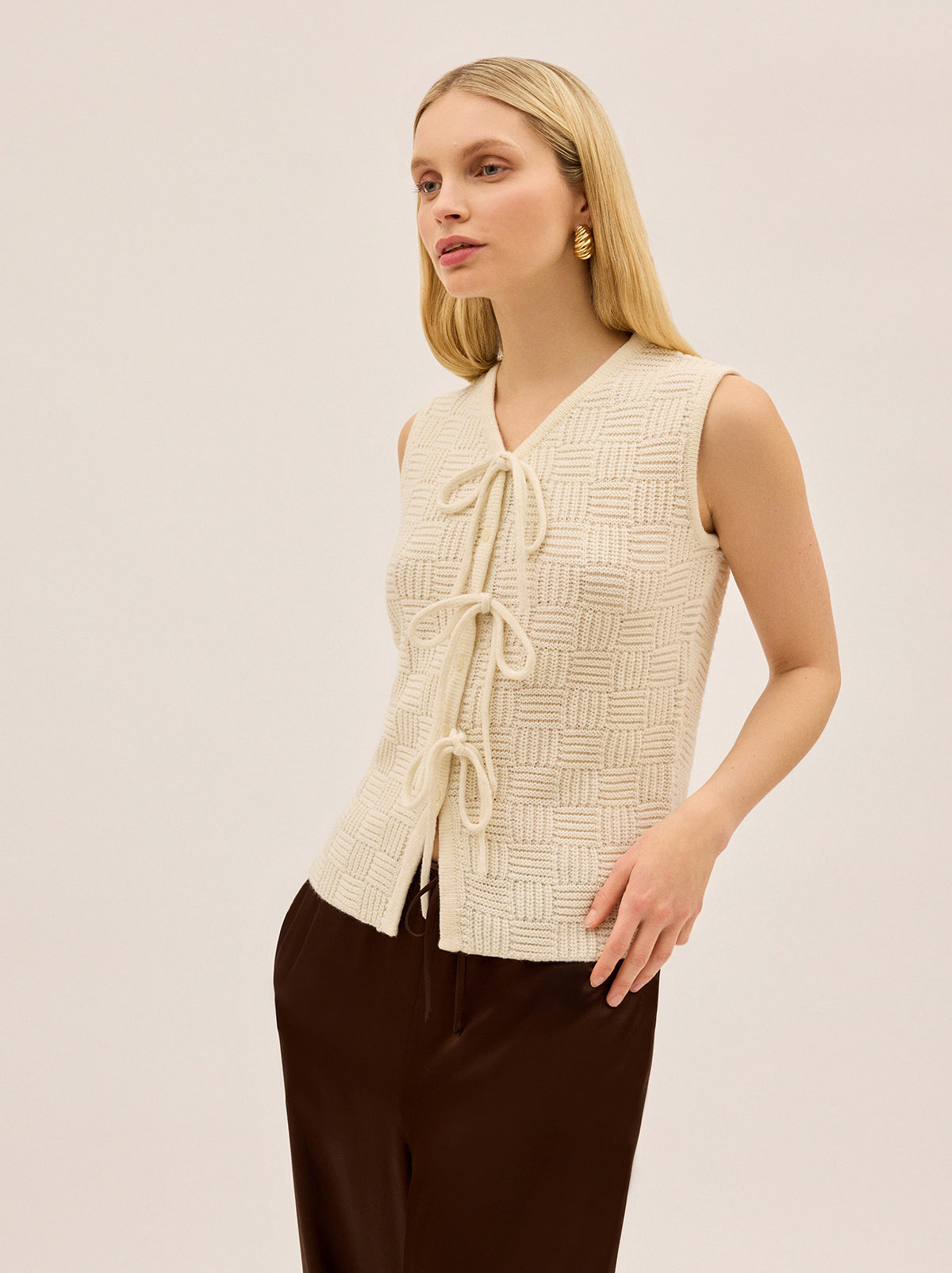 Casey Ivory Knit Vest By KITRI Studio