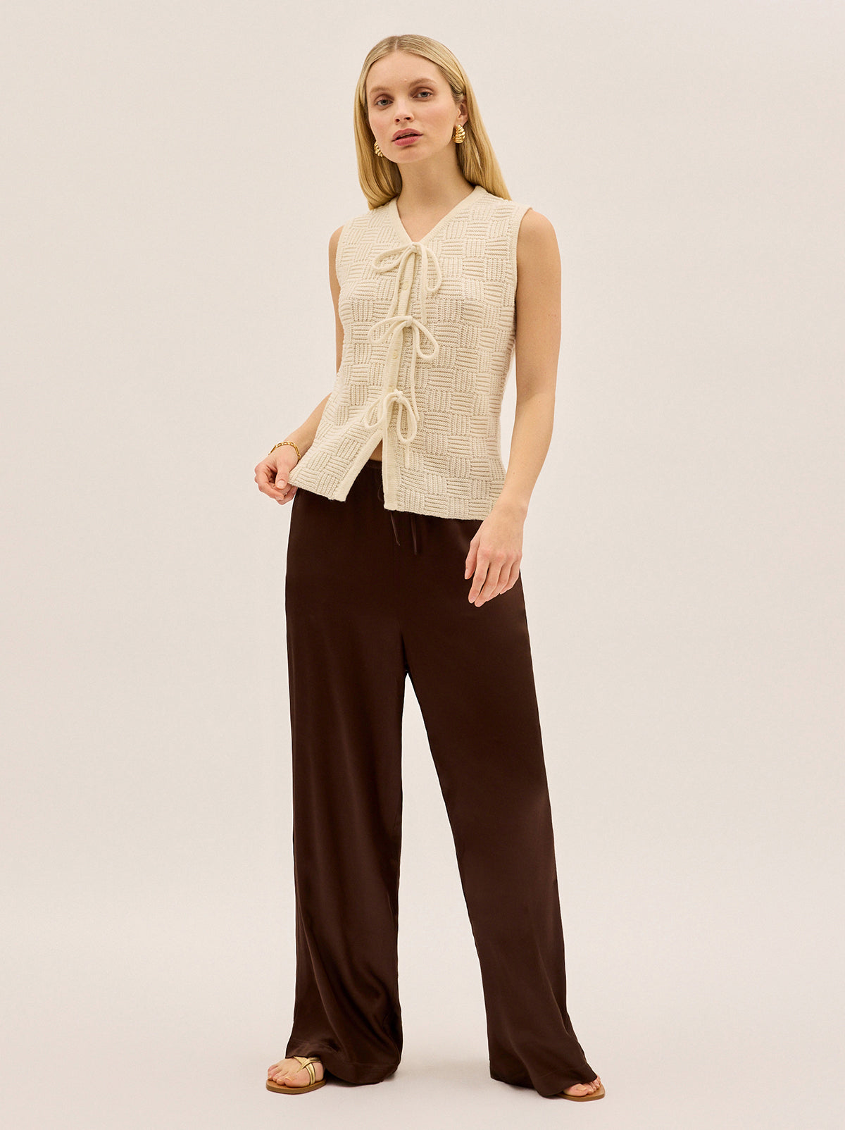 Casey Ivory Knit Vest By KITRI Studio