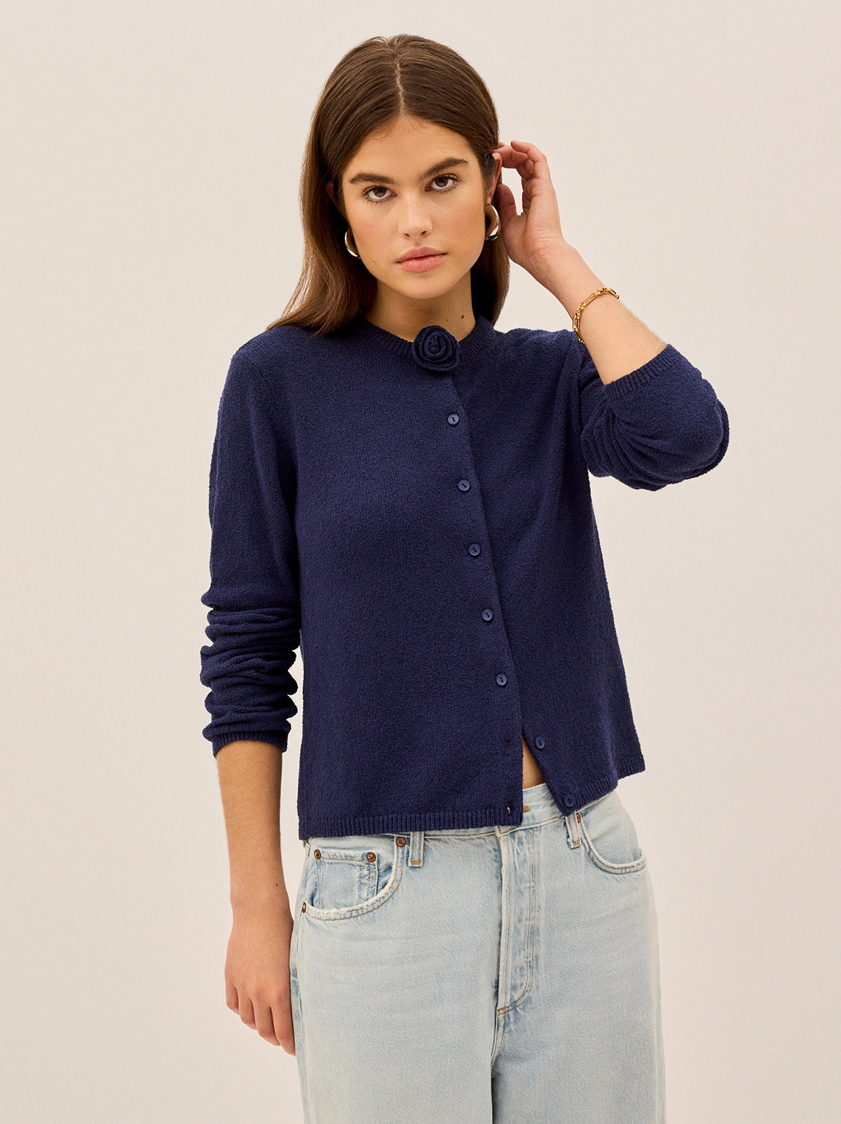 Cassandra Navy Knit Cardigan By KITRI Studio