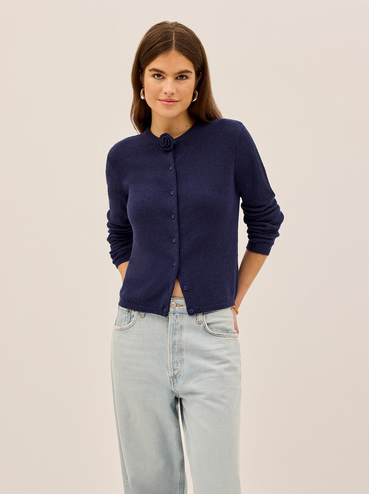 Cassandra Navy Knit Cardigan By KITRI Studio