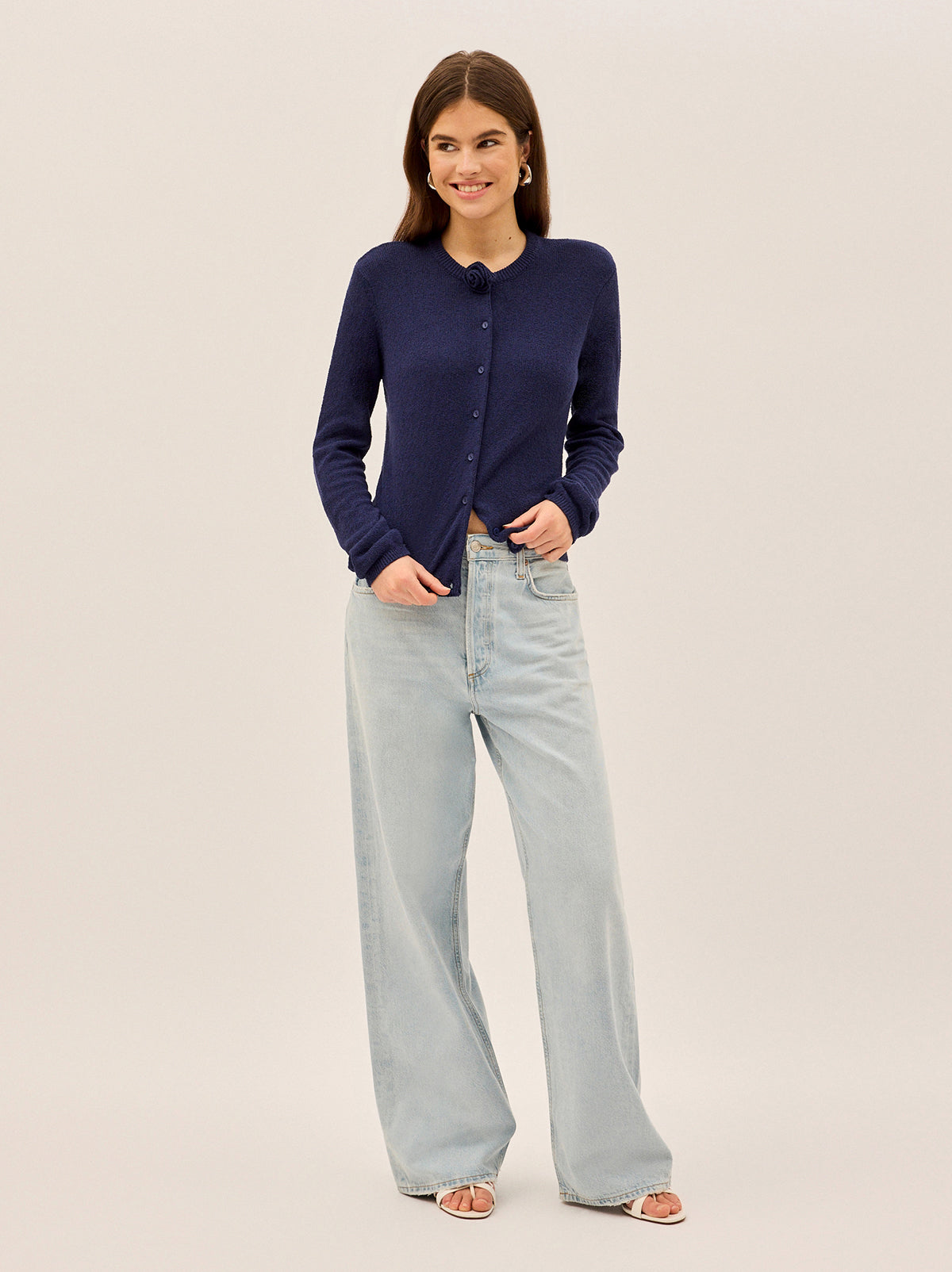 Cassandra Navy Knit Cardigan | KITRI Studio