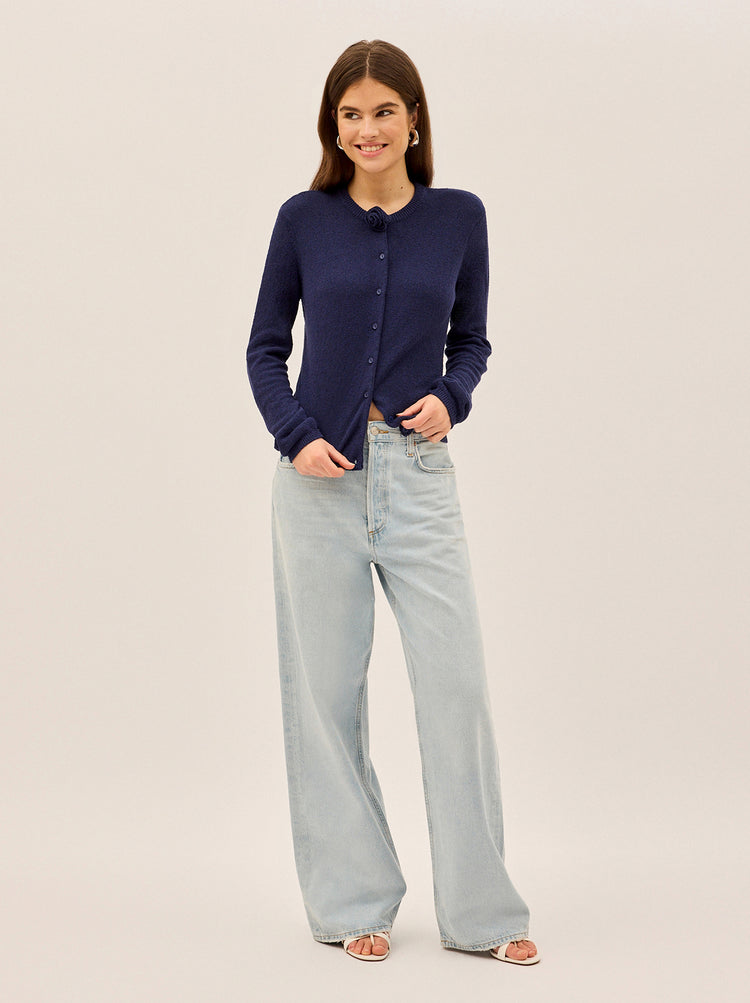 Cassandra Navy Knit Cardigan By KITRI Studio