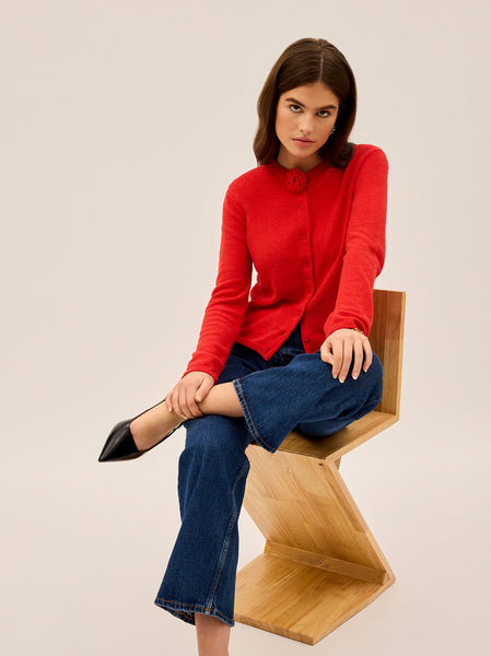 Cassandra Red Knit Cardigan | KITRI Studio