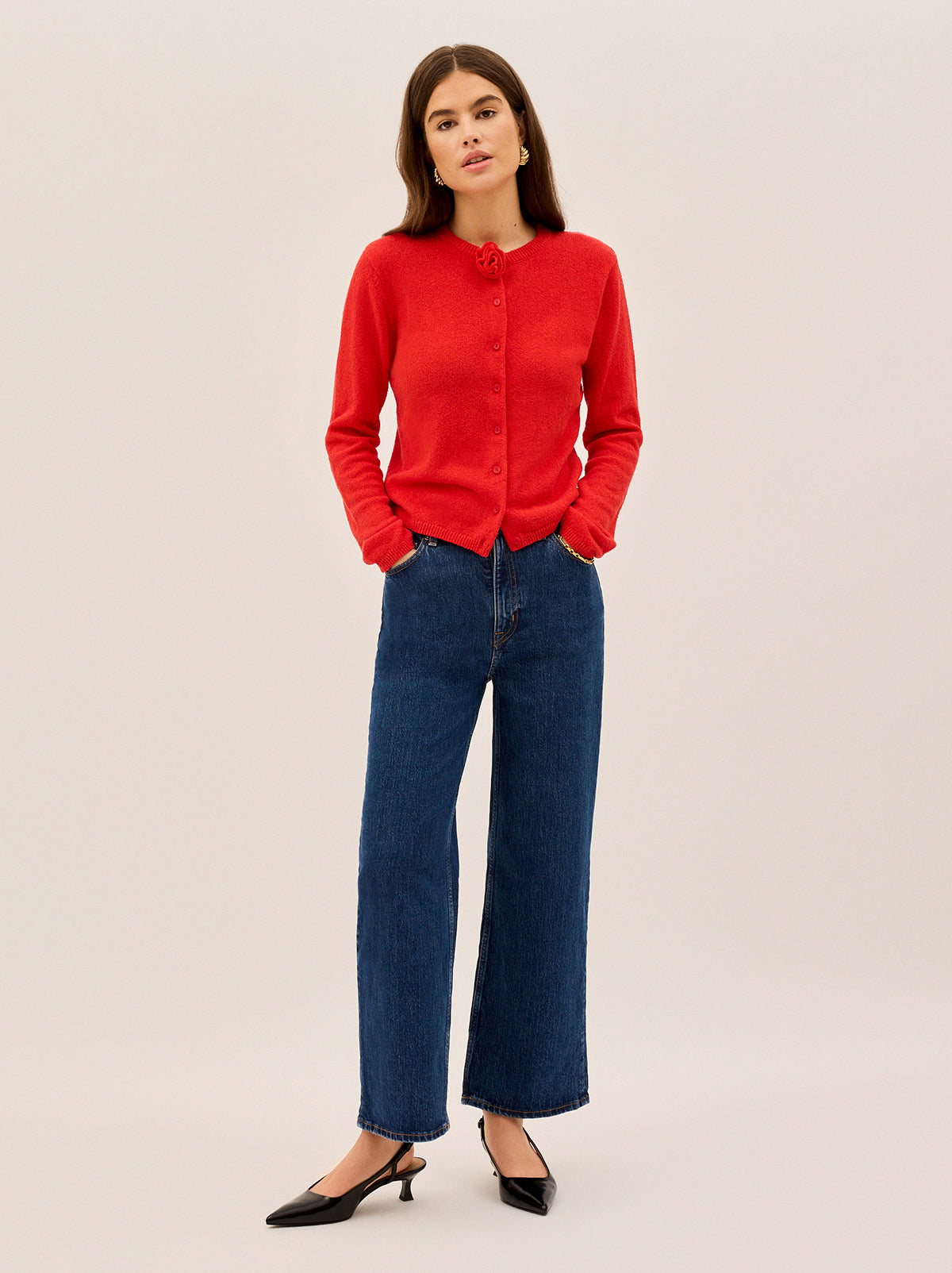 Cassandra Red Knit Cardigan By KITRI Studio