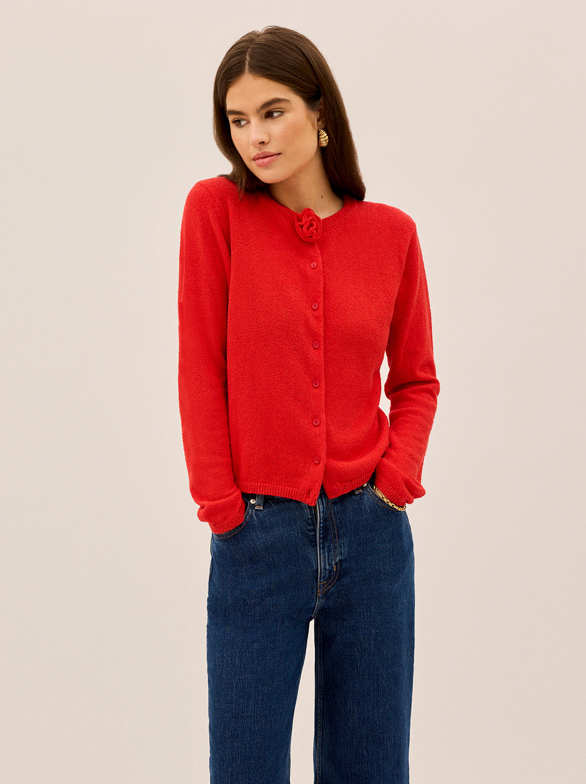 Cassandra Red Knit Cardigan By KITRI Studio