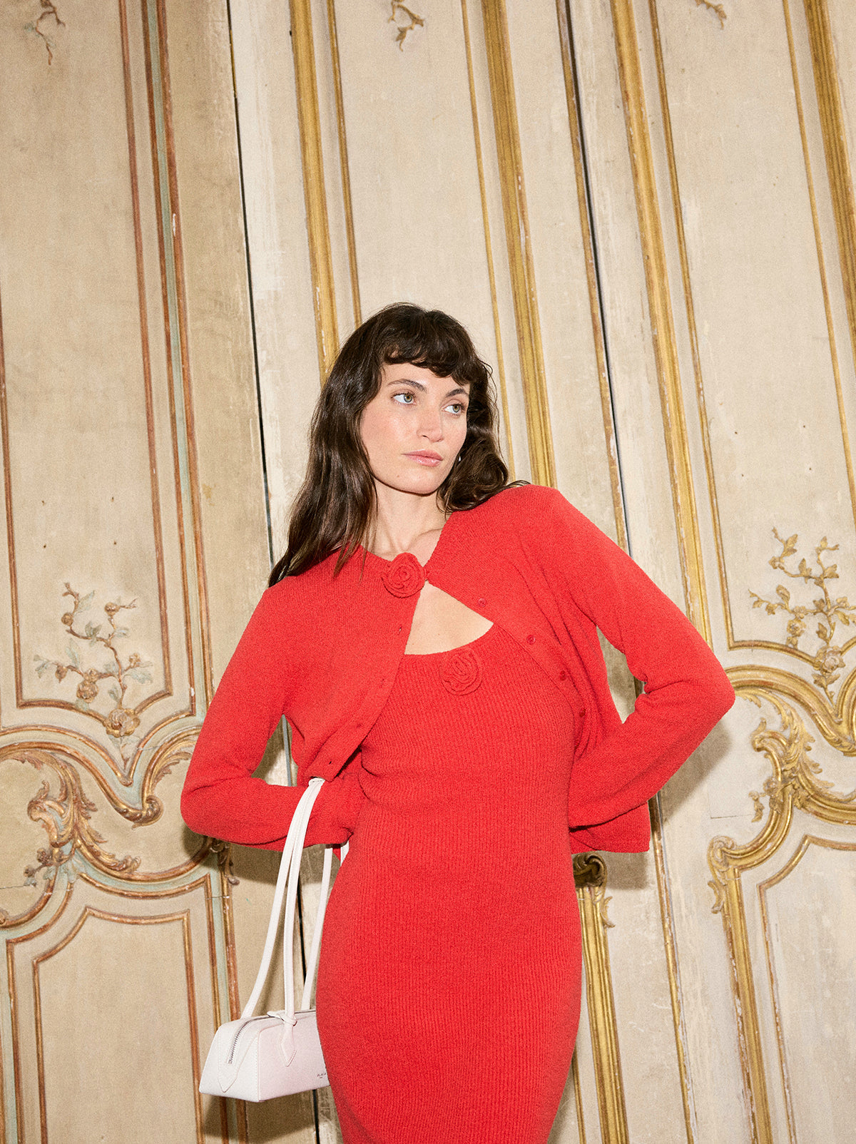 Cassandra Red Knit Cardigan By KITRI Studio