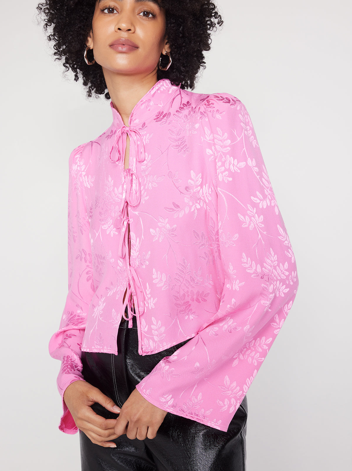 Cecily Pink Floral Jacquard Top