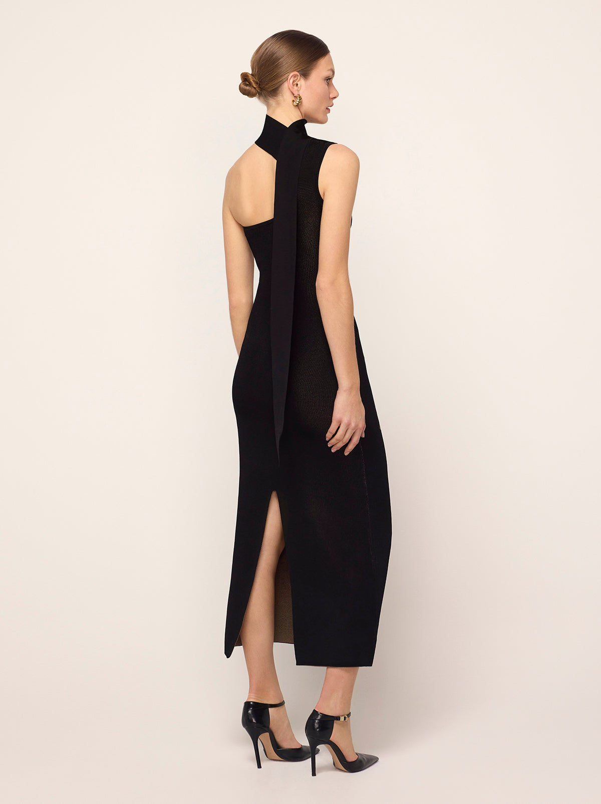 Chloe Black Rose One Shoulder Knit Dress