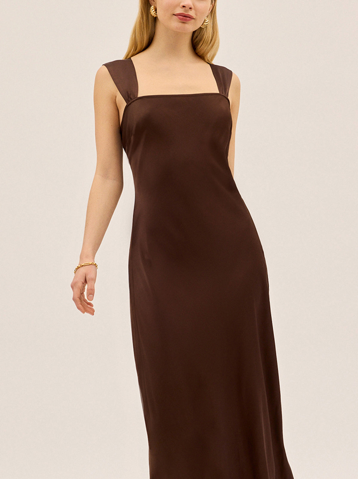 Christine Chocolate Satin Dress By KITRI Studio