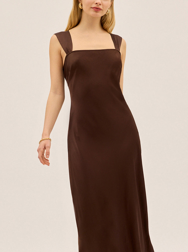 sachin and babi light blue dress High Neck Back Fastening Detail Maxi Dress In Chocolate Brown | EGO US main image 1
