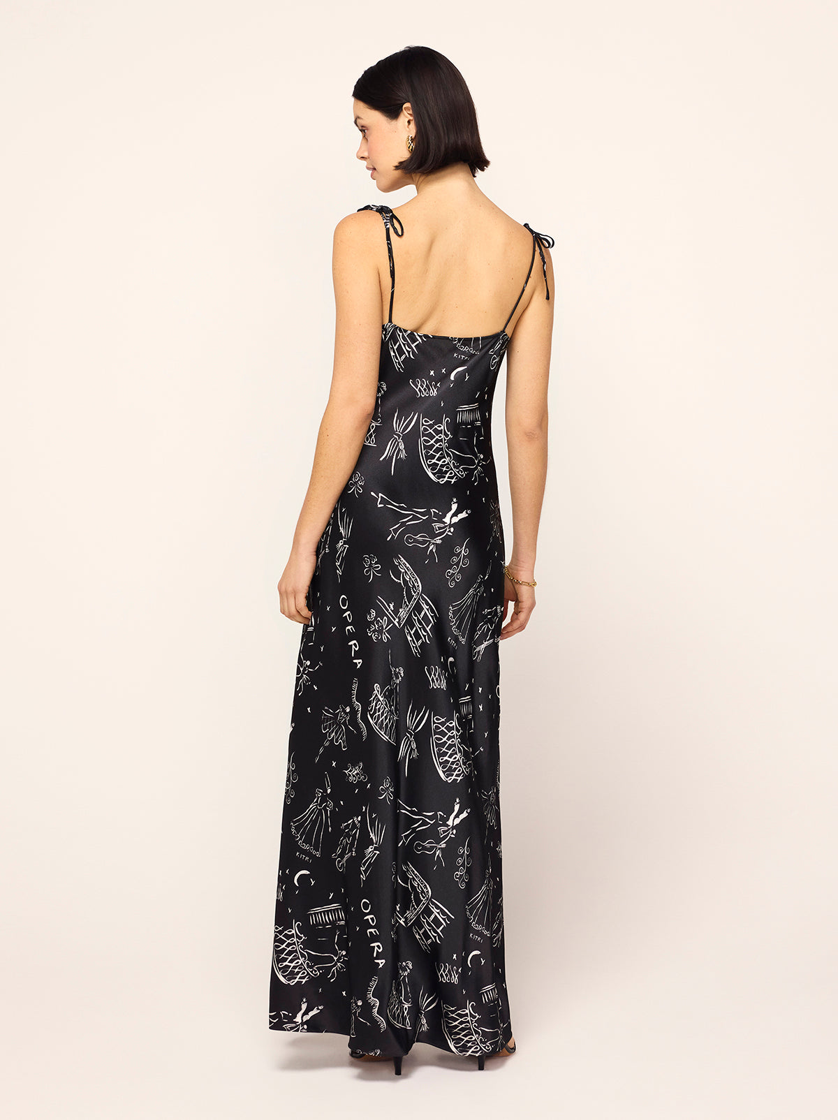 Cindy Black Opera Print Maxi Dress By KITRI Studio