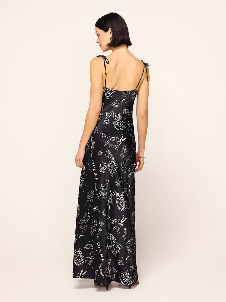 Cindy Black Opera Print Maxi Dress By KITRI Studio