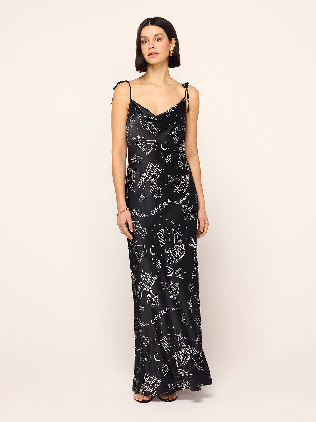 Cindy Black Opera Print Maxi Dress By KITRI Studio