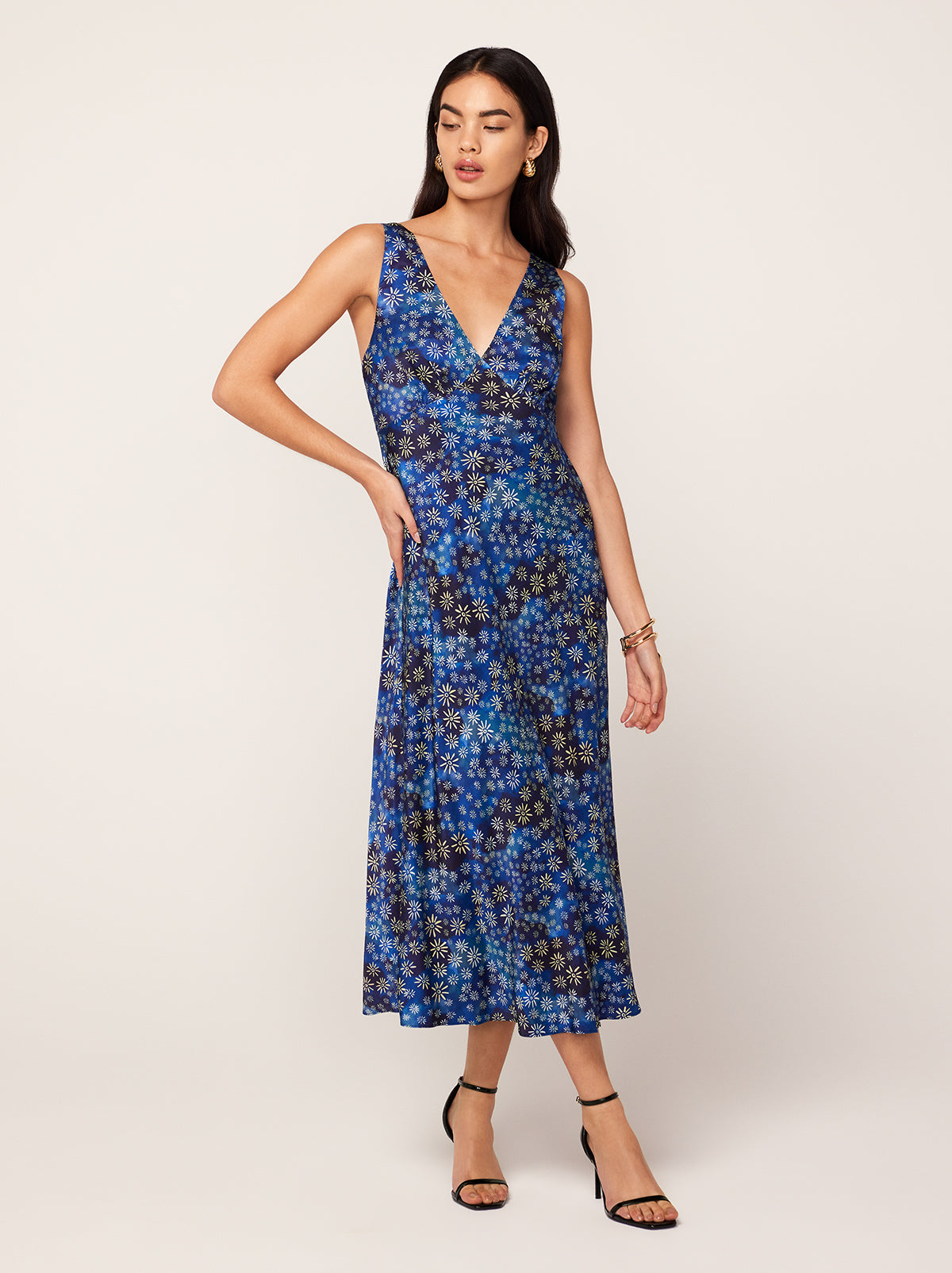 Claire Midnight Constellation Print Slip Dress