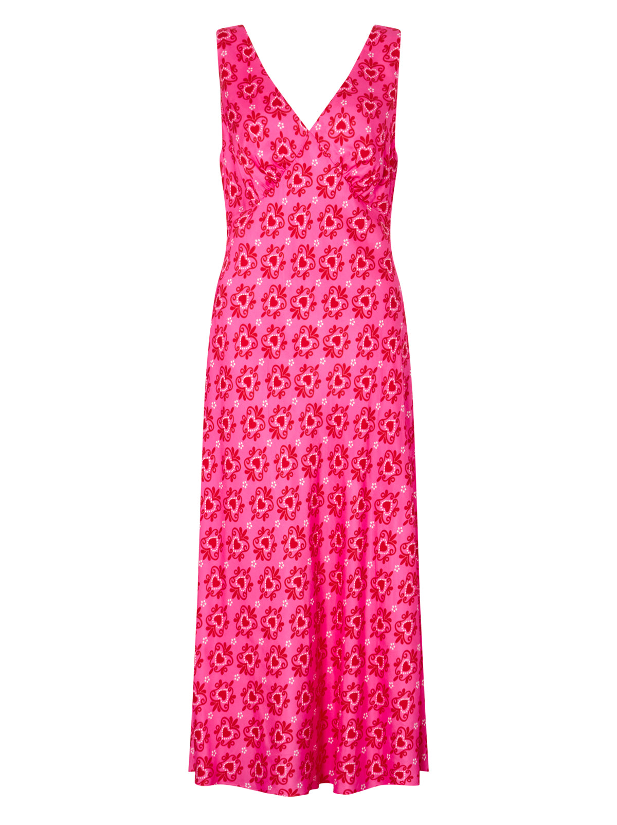 Claire Pink Heart Print Slip Dress