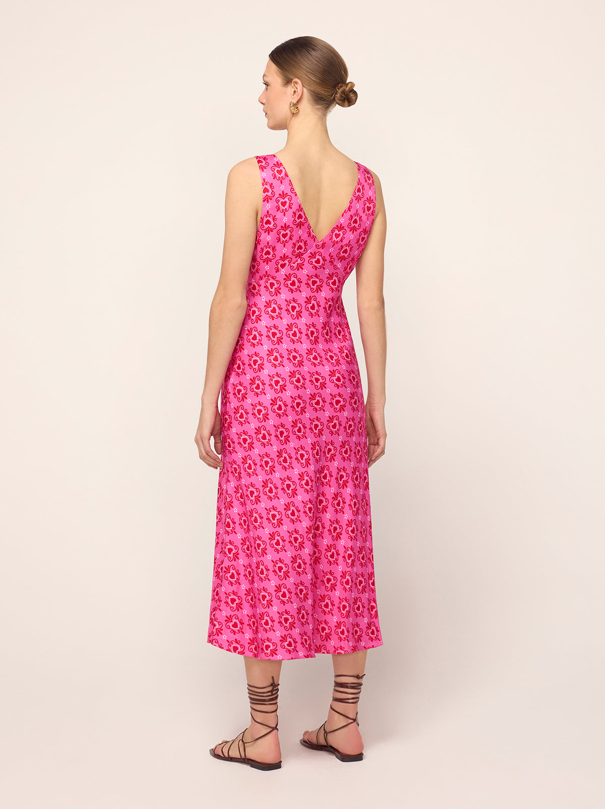 Claire Pink Heart Print Slip Dress By KITRI Studio