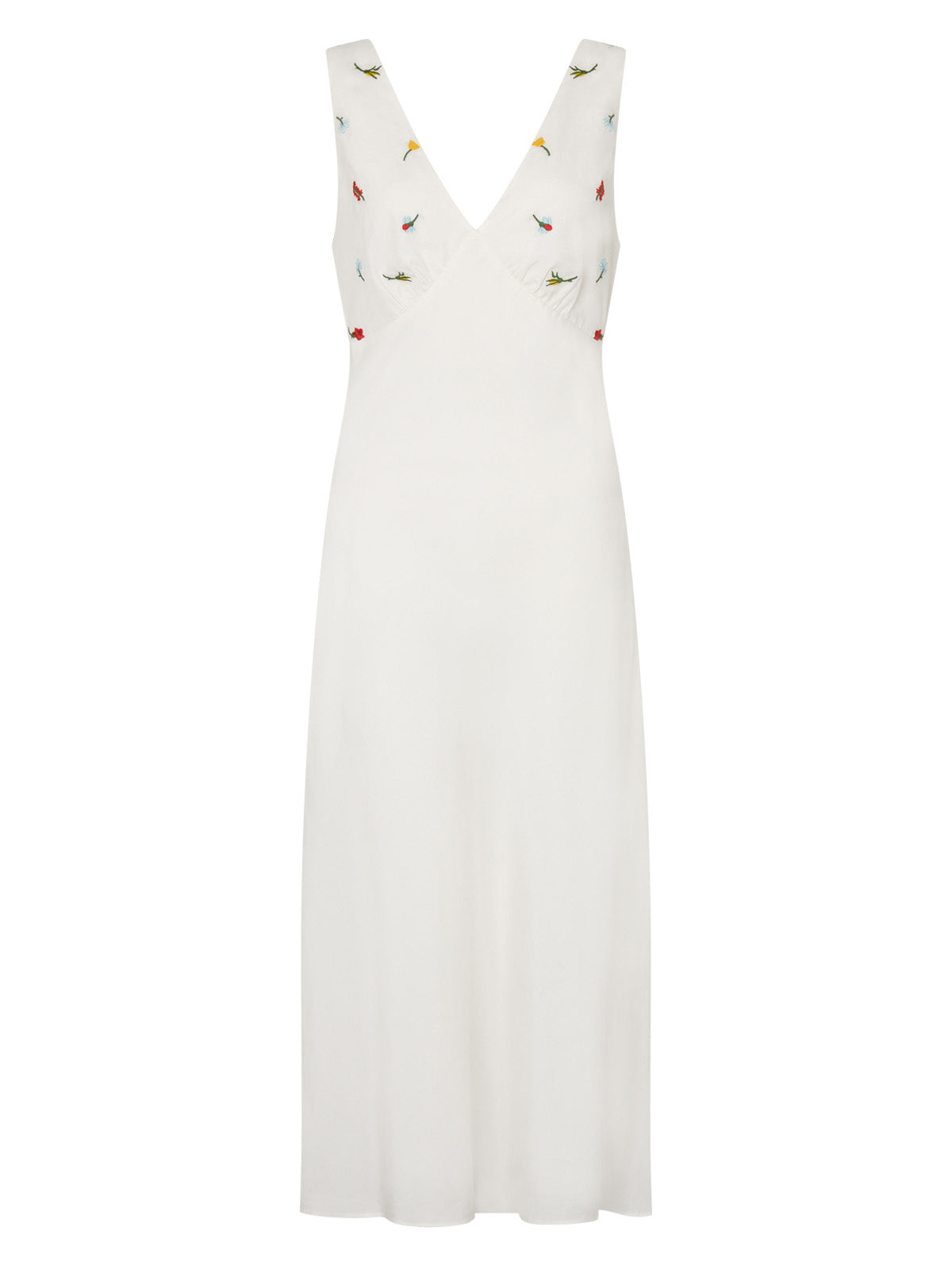 Claire White Vintage Floral Embroidered Slip Dress By KITRI Studio