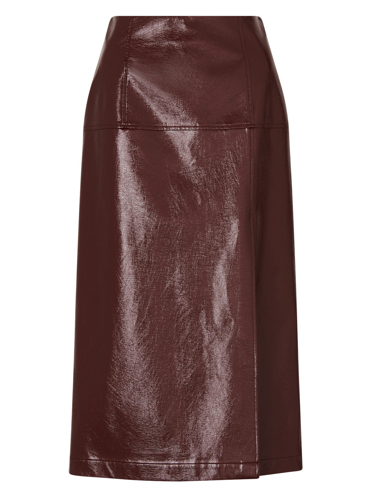 Clea Chocolate Vinyl Midi Skirt By KITRI Studio