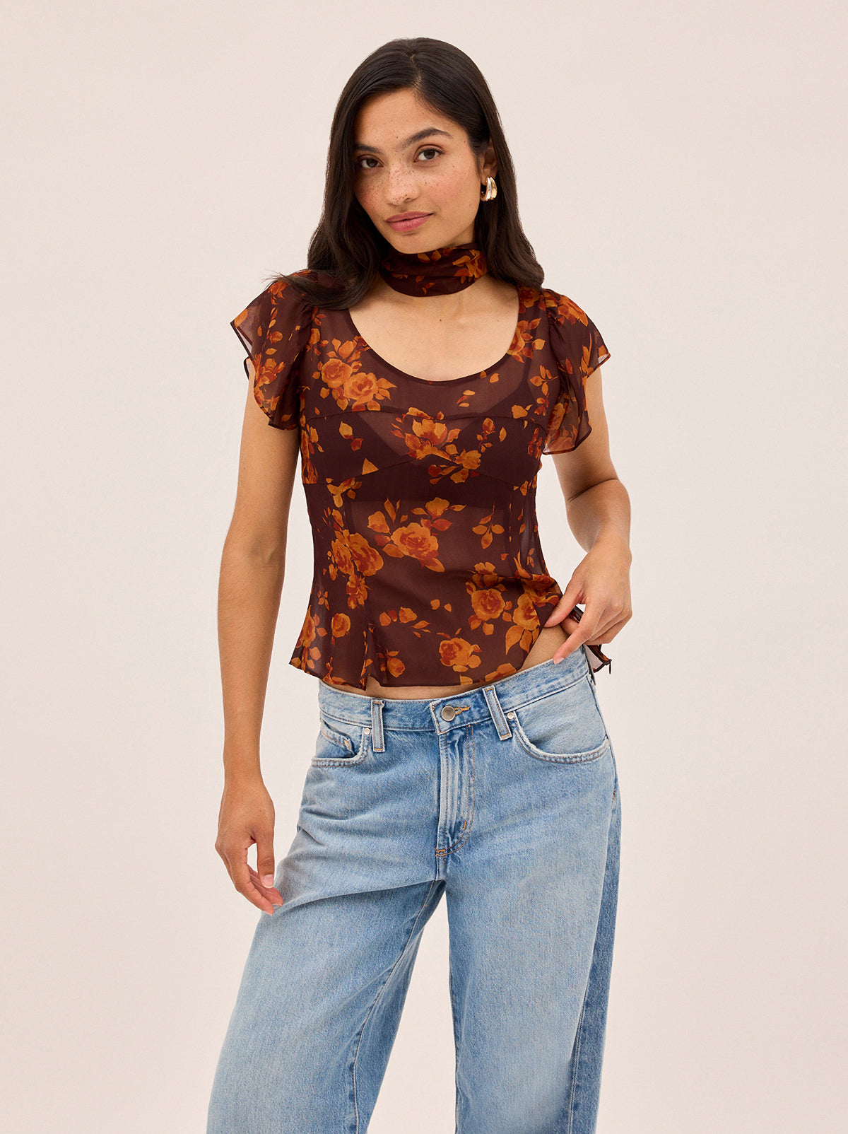 Clementina Autumn Rose Print Top By KITRI Studio
