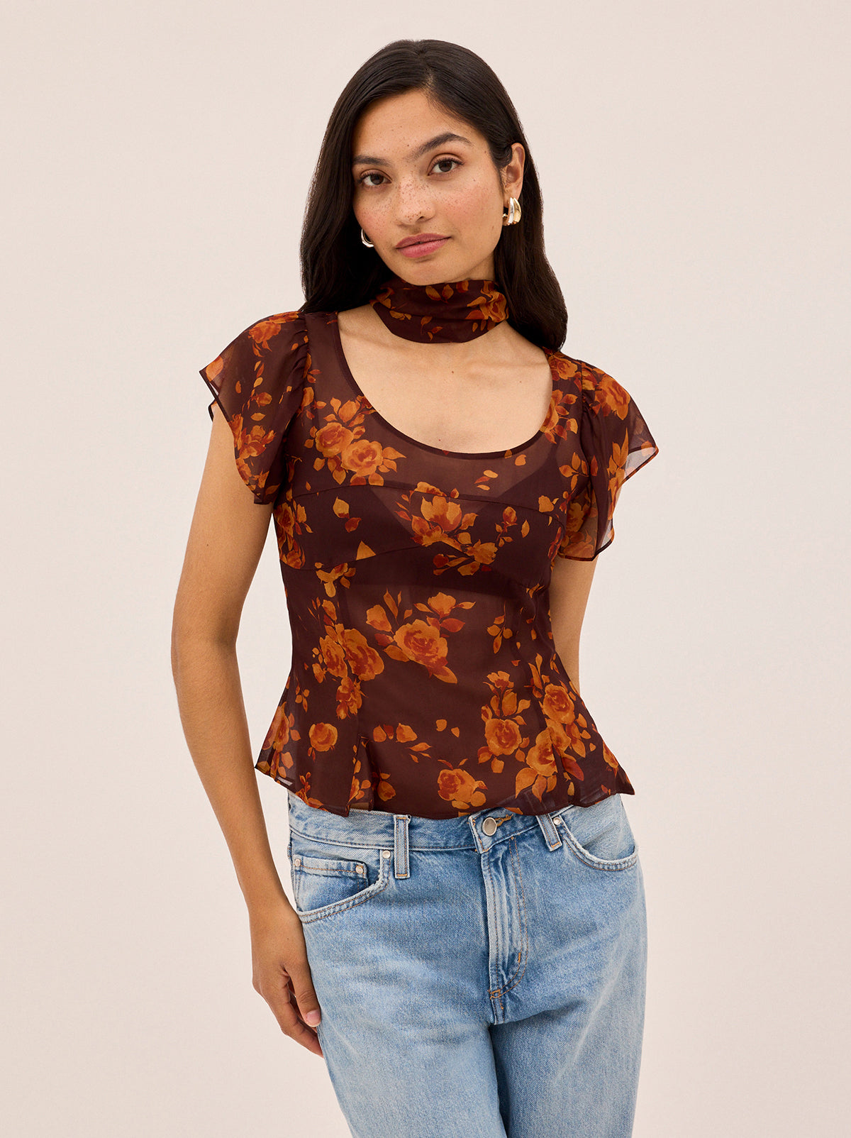 Clementina Autumn Rose Print Top By KITRI Studio