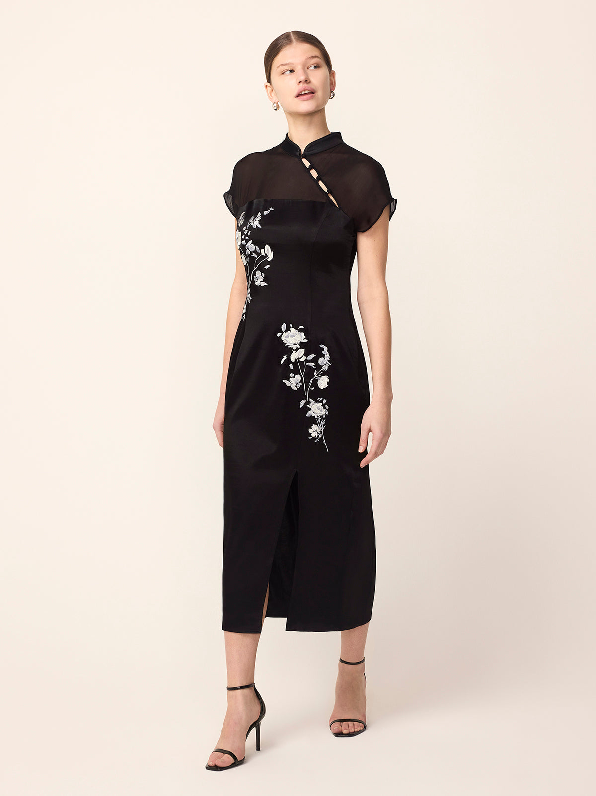 Clio Black Embroidered Midi Dress By KITRI Studio