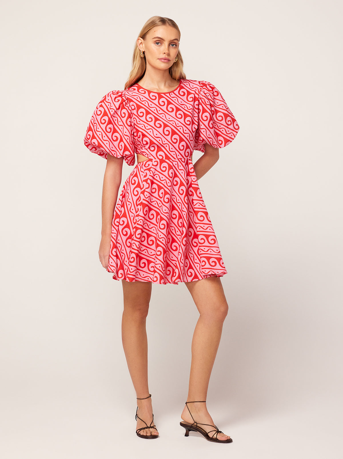 Coco Pink Wave Print Mini Dress By KITRI Studio