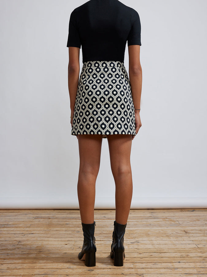 Colette Black Wallpaper Print Jacquard Mini Skirt | KITRI Studio