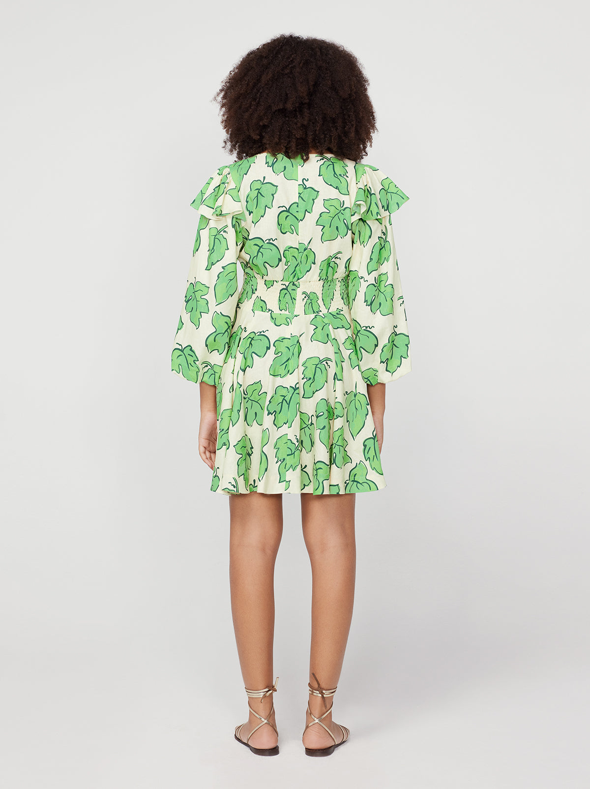 Cordelia Green Vine Leaf Mini Dress By KITRI Studio