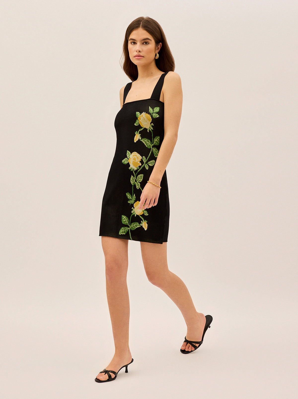 Corrine Black Rose Knit Mini Dress By KITRI Studio