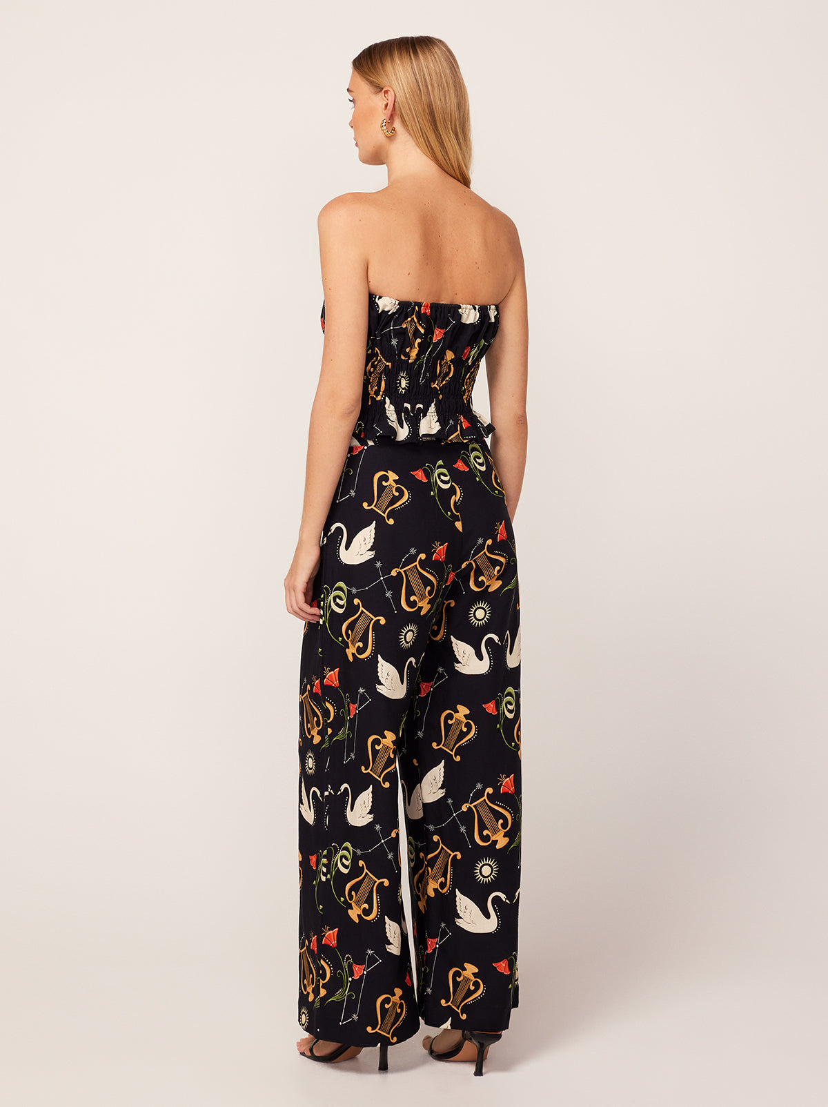 Cosima Black Cygnus And Lyra Print Trousers KITRI Studio