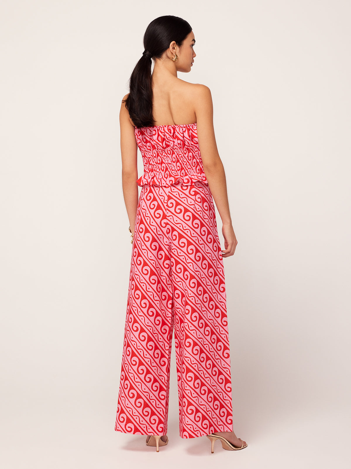 Cosima Pink Wave Print Trousers By KITRI Studio