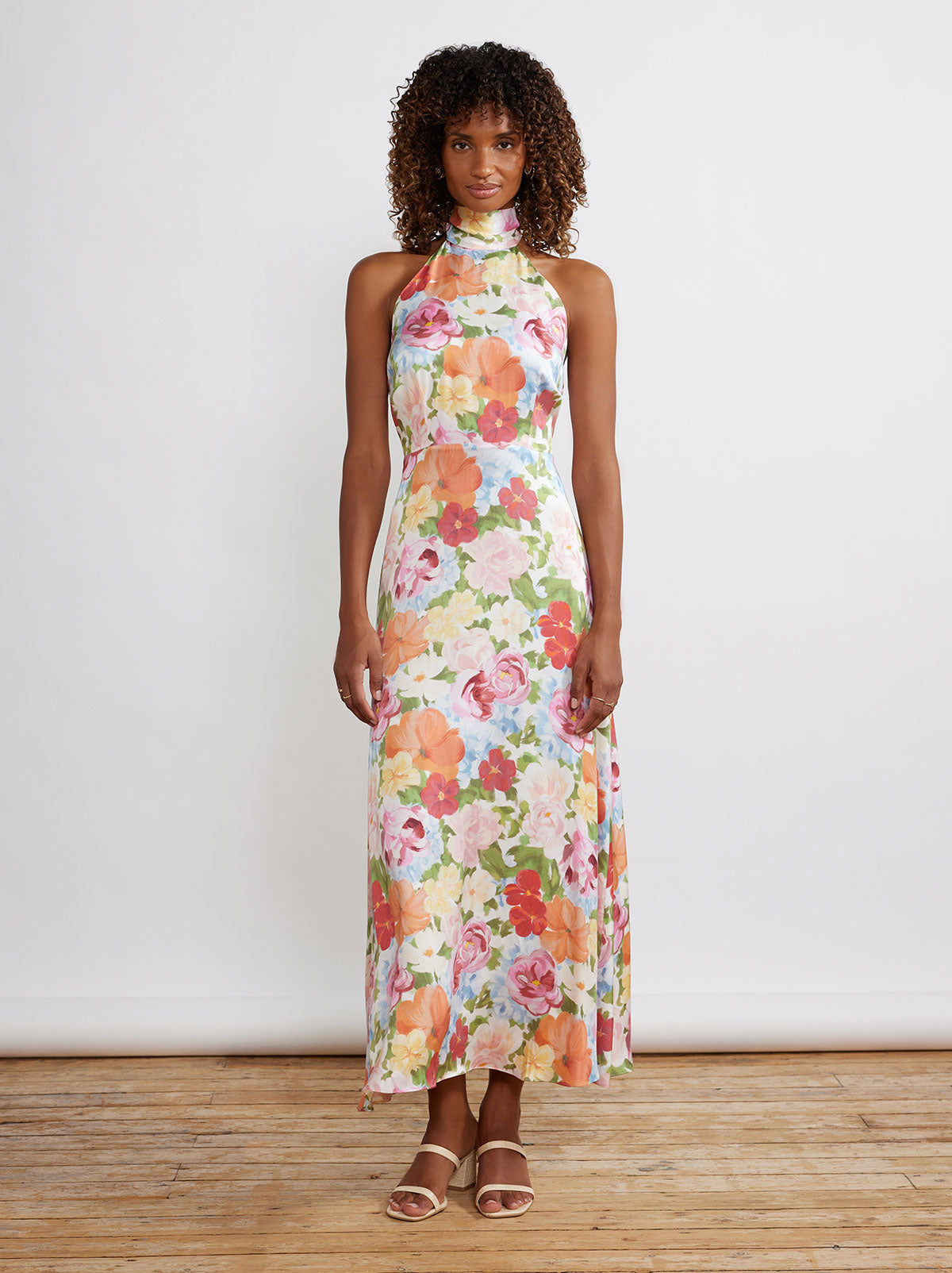 Dakota Painted Floral Halterneck Maxi Dress KITRI Studio