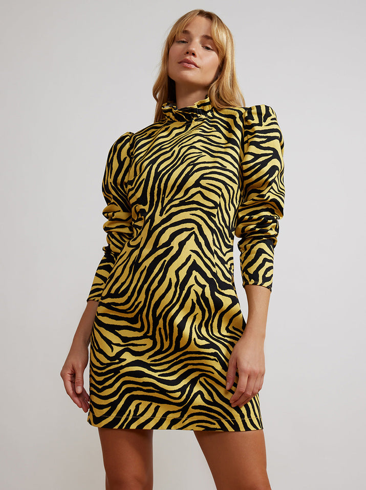 Yellow and black animal clearance print dress