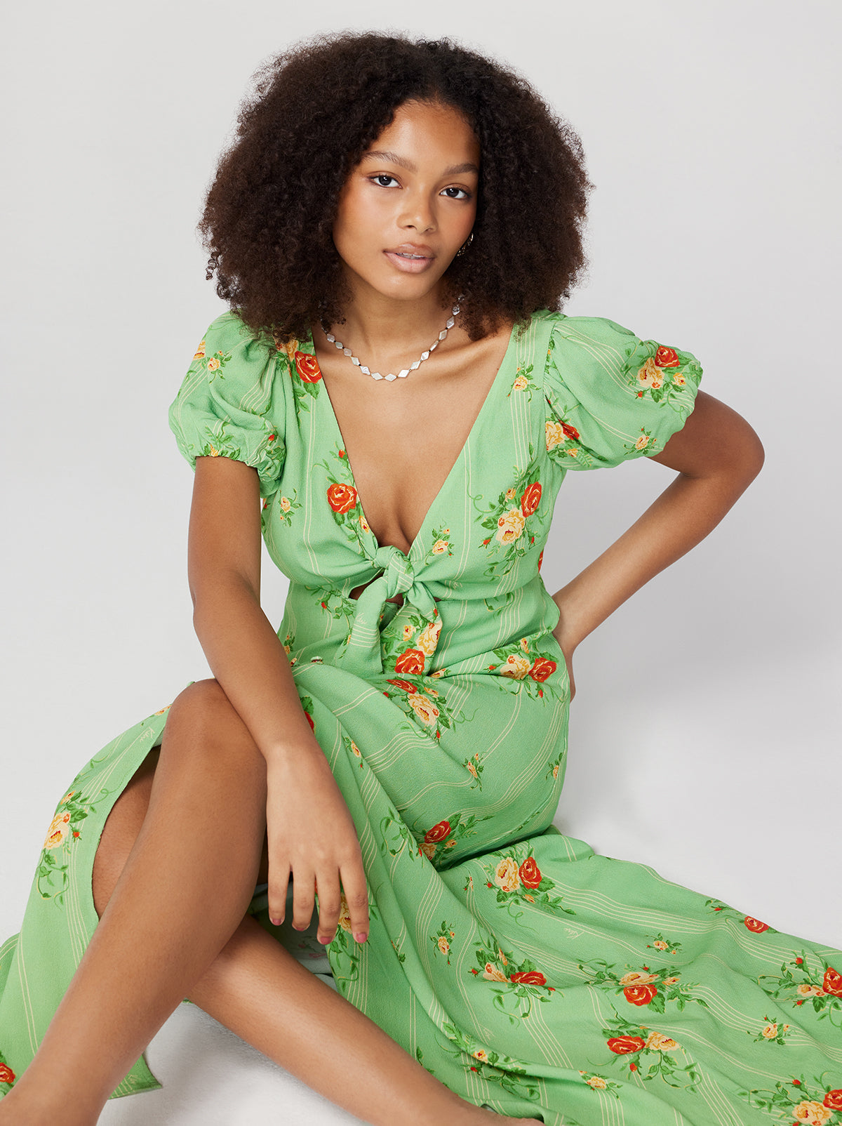 Danita Green Wallpaper Rose Maxi Dress By KITRI Studio