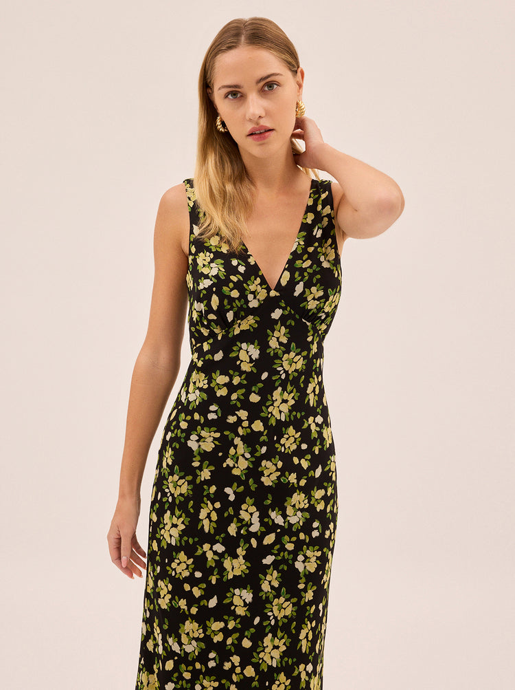 Danna Black Petal Print Dress By KITRI Studio