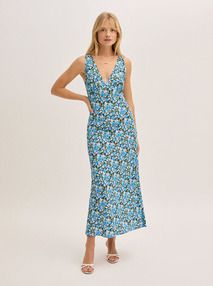 Danna Blue Floral Print Dress By KITRI Studio