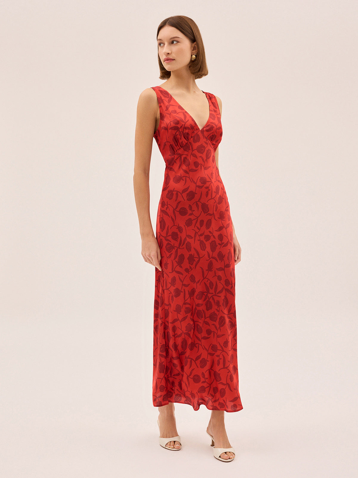 Danna Red Tulip Print Dress Danna Red Tulip Print Dress