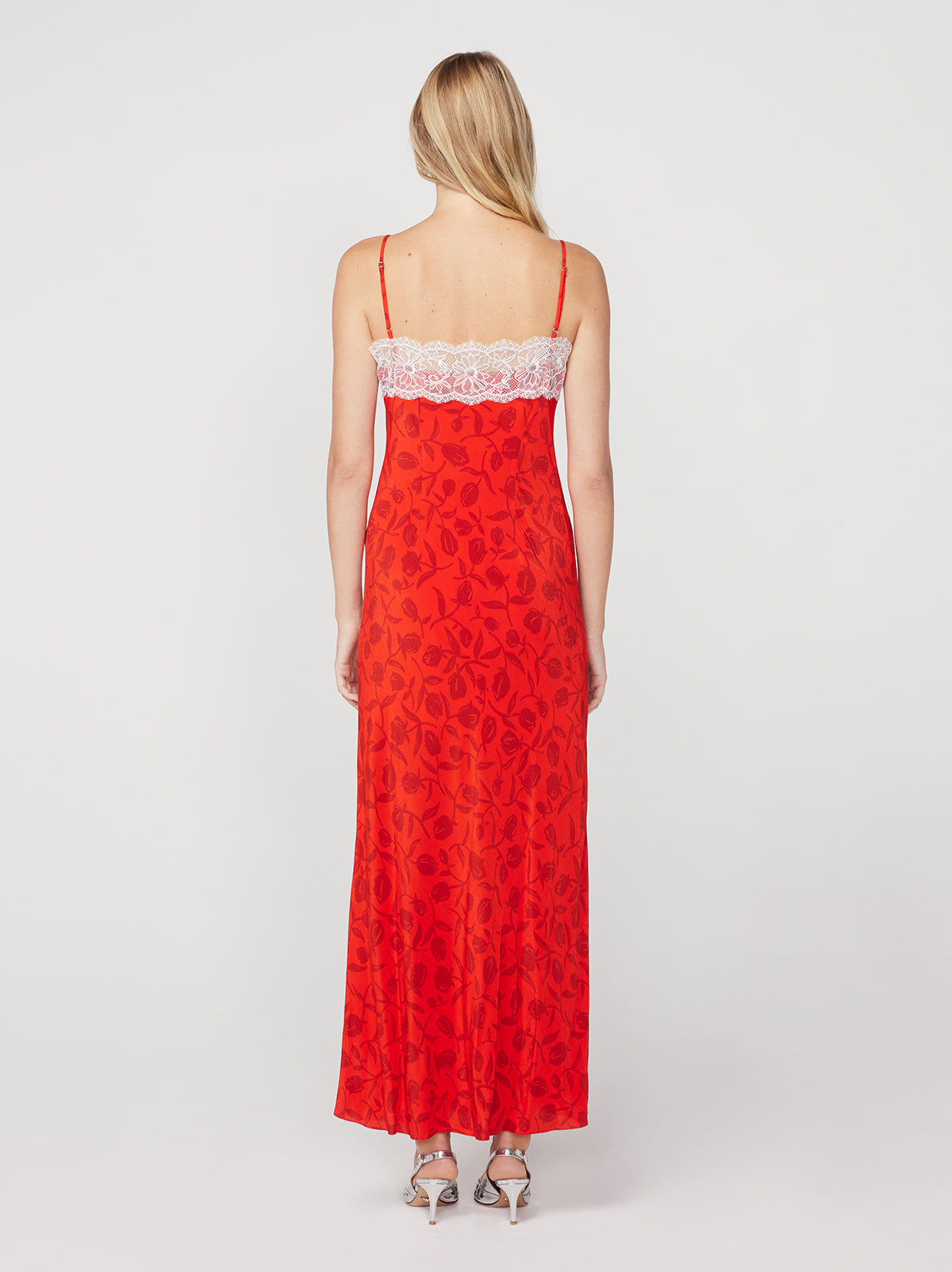 Daphne Red Tulip Print Maxi Slip Dress