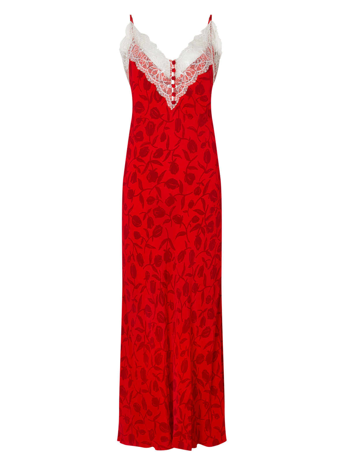 Daphne Red Tulip Print Maxi Slip Dress
