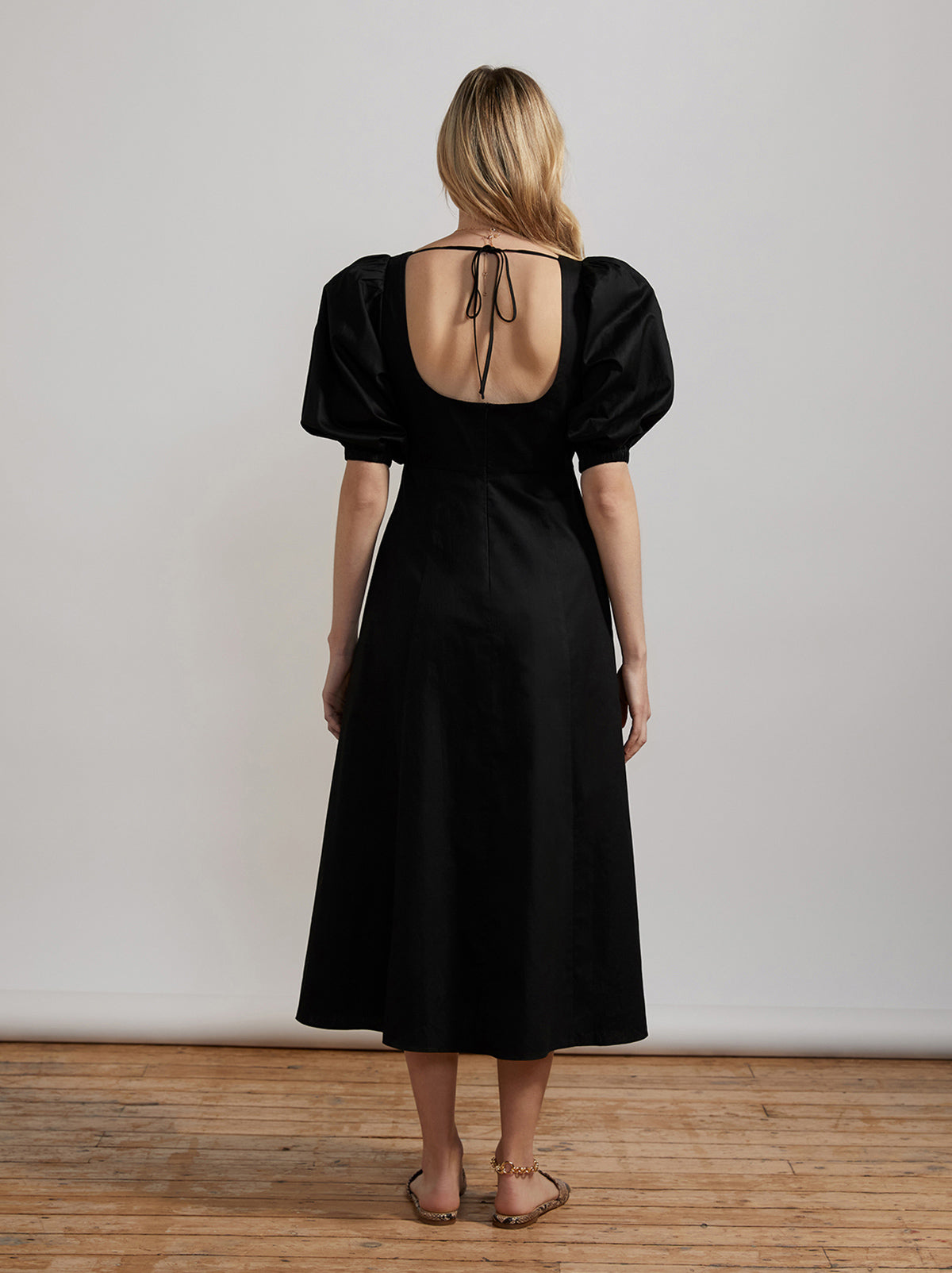 Deborah Black Cotton Midi Dress By KITRI Studio