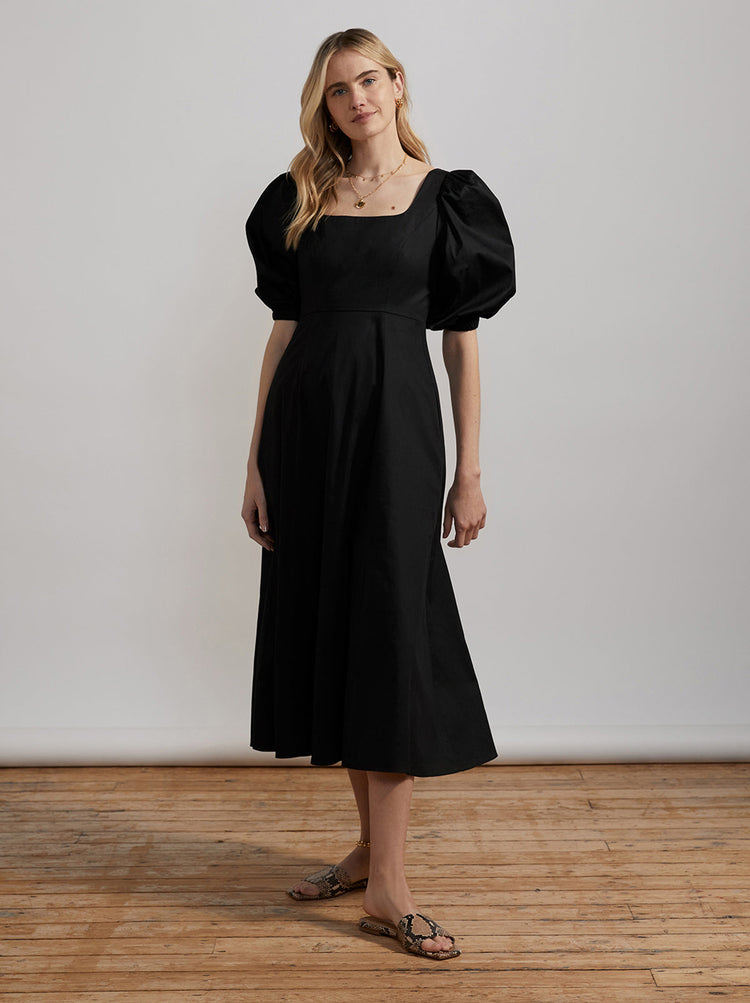 Deborah Black Cotton Midi Dress By KITRI Studio