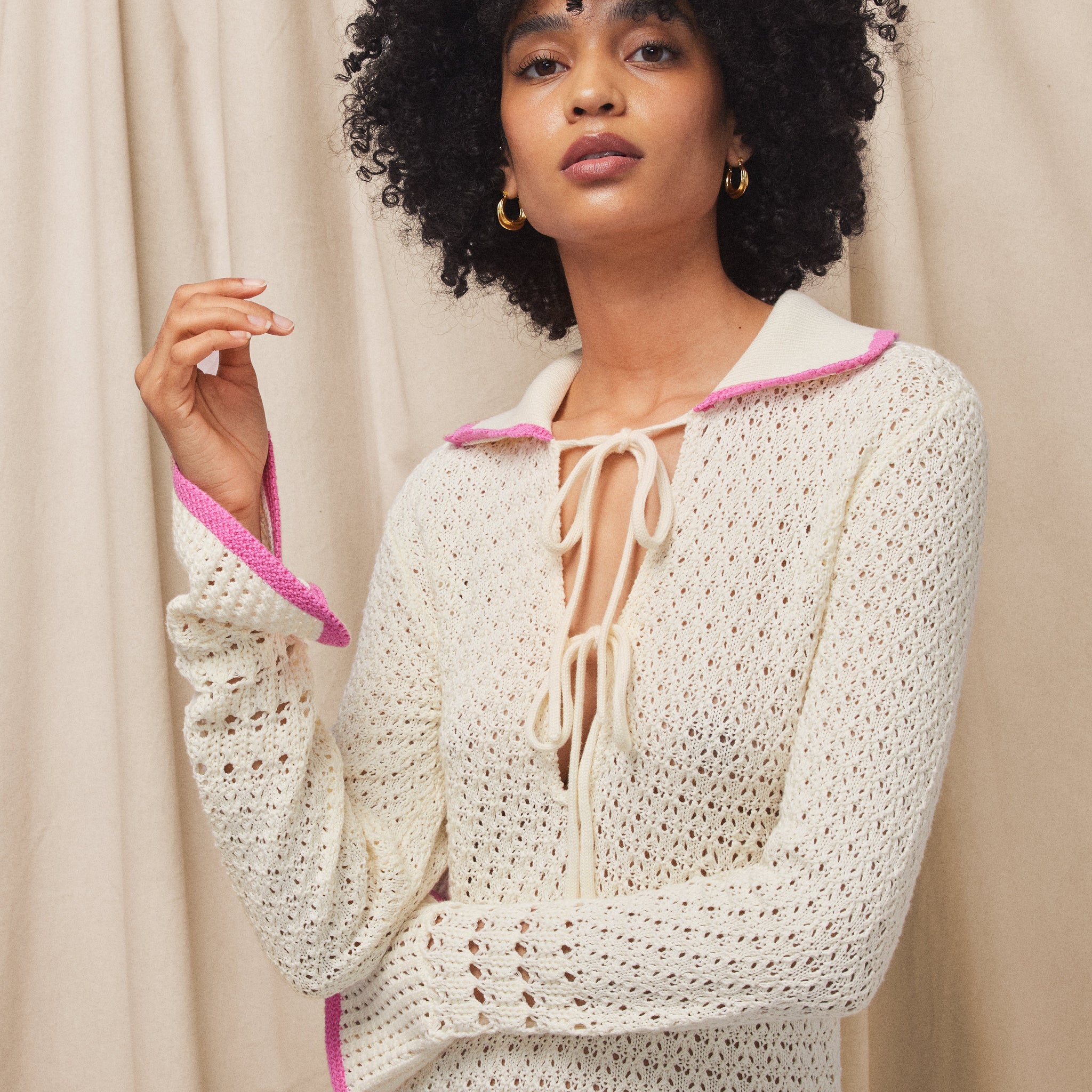 Delilah Ivory Crochet Knit Dress
