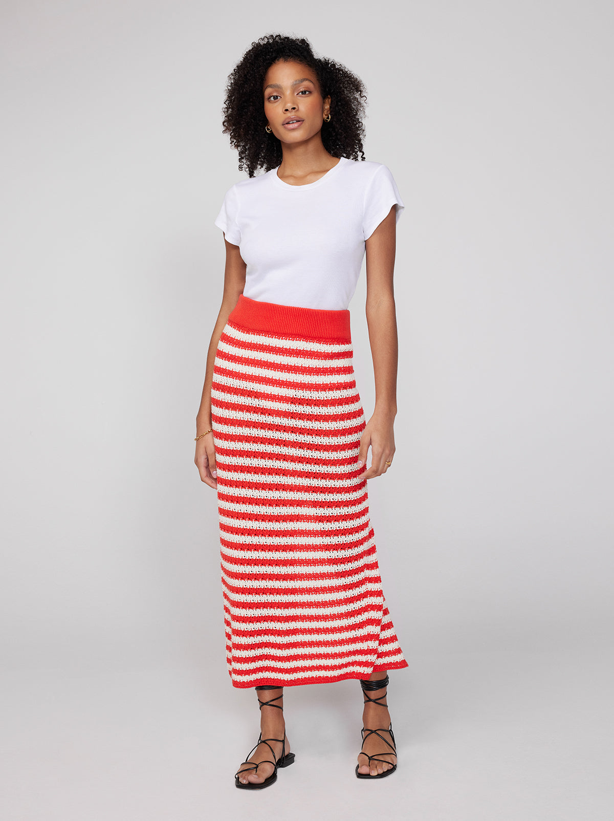 Pink knit midi skirt sale