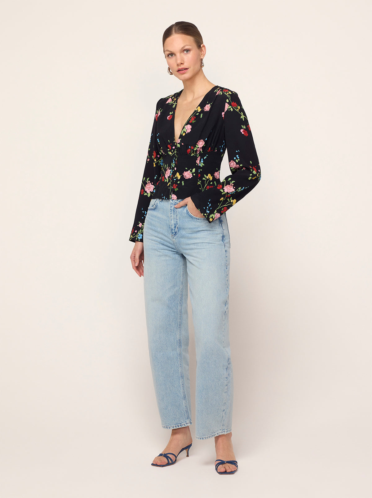 Demi Black Trailing Floral Print Top By KITRI Studio