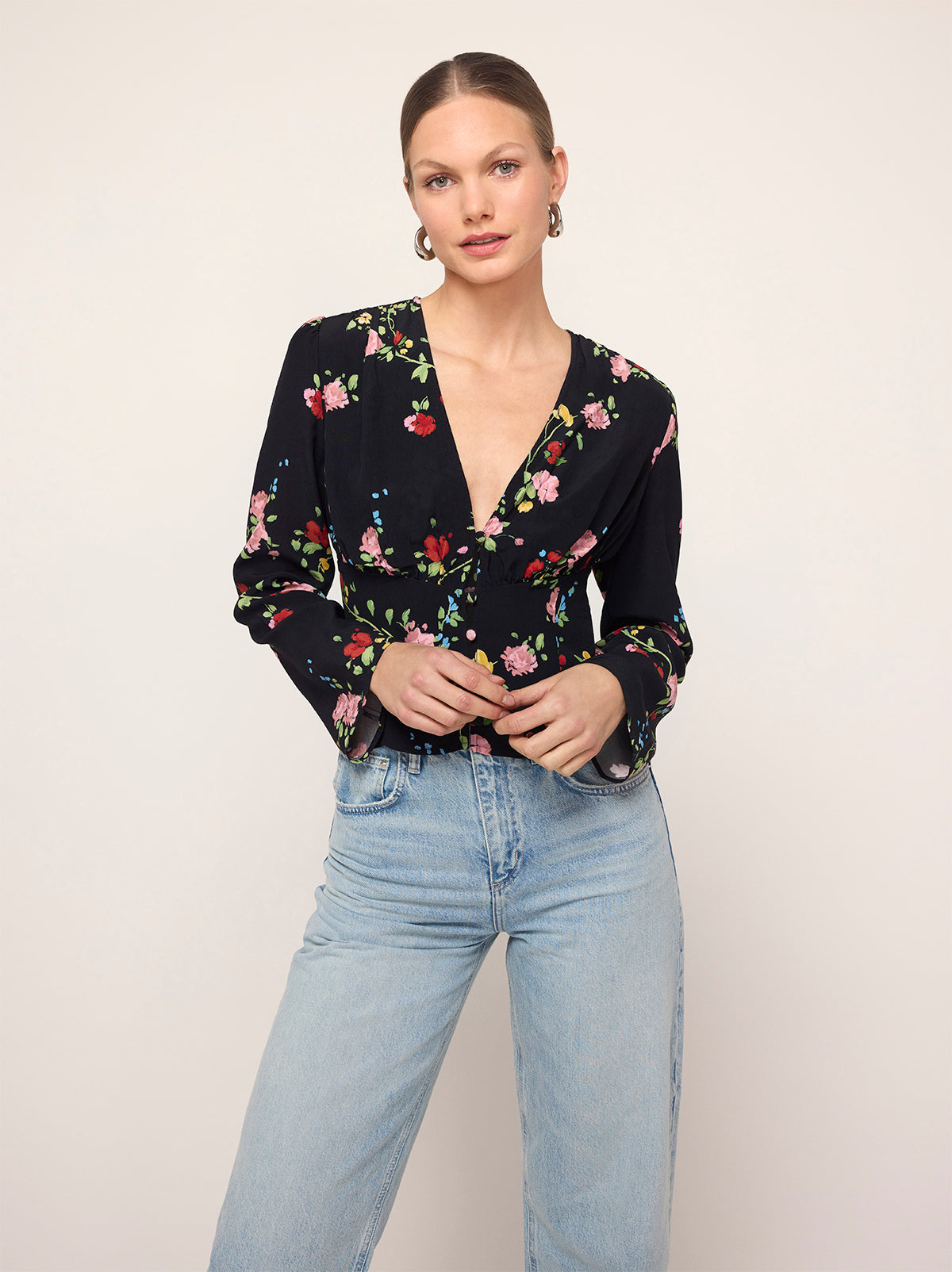 Demi Black Trailing Floral Print Top By KITRI Studio