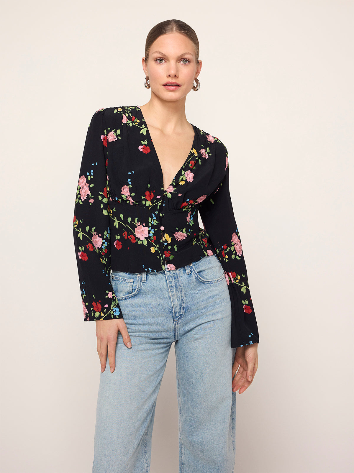 Demi Black Trailing Floral Print Top By KITRI Studio