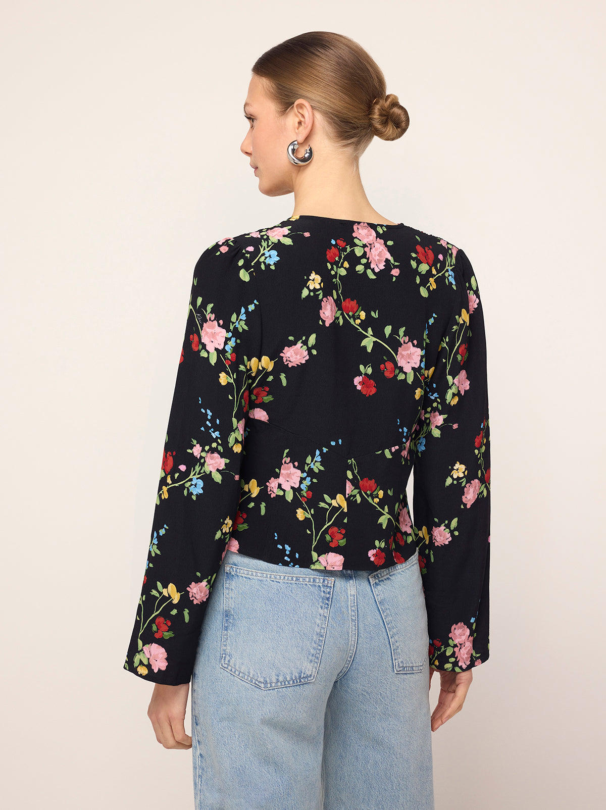 Demi Black Trailing Floral Print Top By KITRI Studio